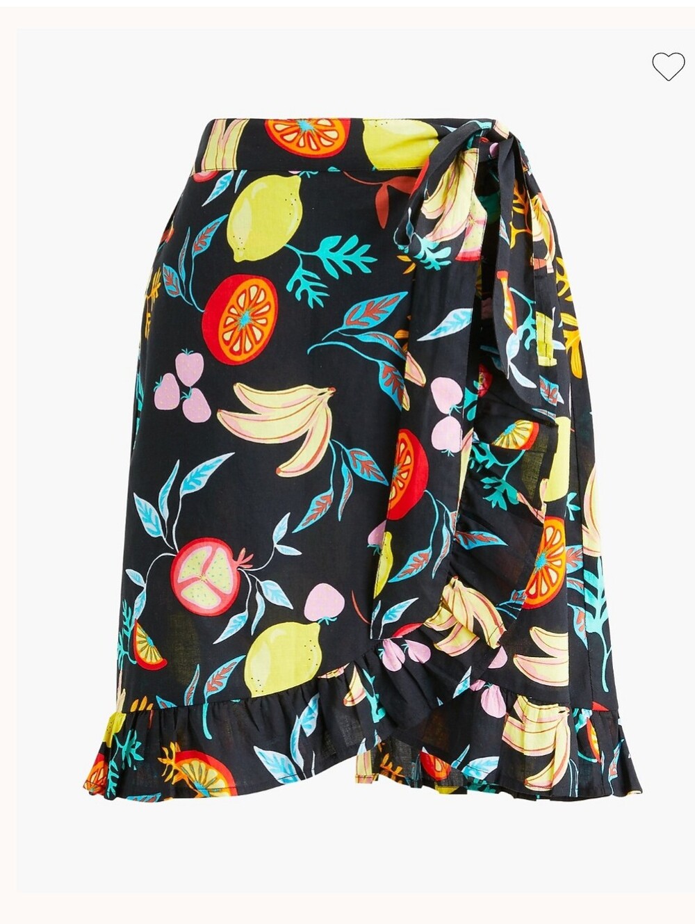 Black Fruit & Floral Ruffle Skirt